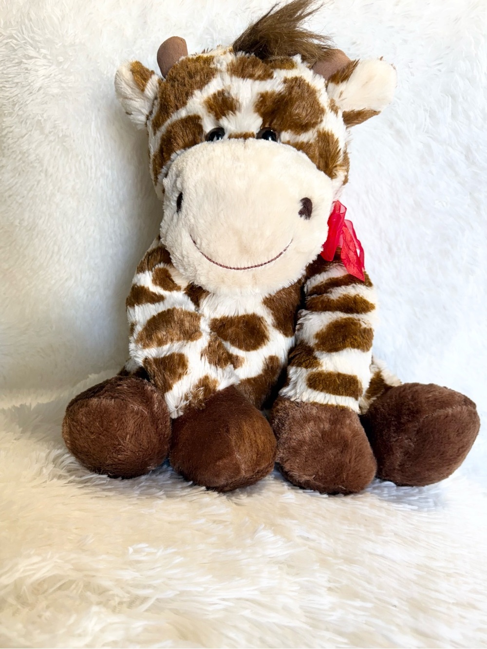 Plush Giraffe Stuffed Toy - Brown and Cream Soft Cuddler